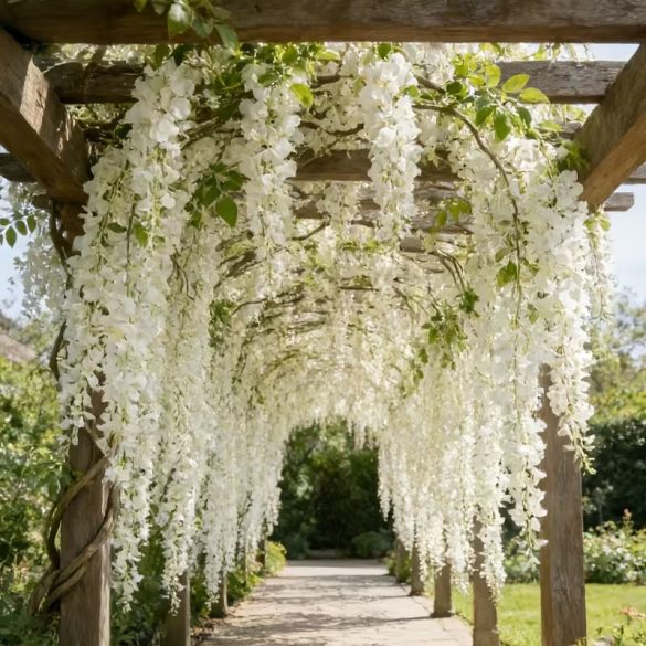 45 ks umelých kvetov Wisteria, biele 52MWX5WG97