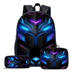   3-dielna sada batohov Cyberpunk s modro-fialovým vzorom 55M4551905-1