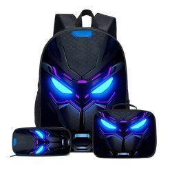   3-dielna sada batohov Cyberpunk s neonovo modrým vzorom 55M4551905-3