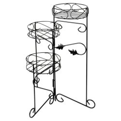   Čierny kovový 3-poschodový stojan na kvety – 66 cm 568168