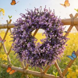 Elegantný umelý veniec z fialovej levandule 56MV153X80