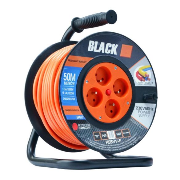 BLACK záhradný bubnový predlžovací kábel 50 m 3x1,5 H05VV-F 59017