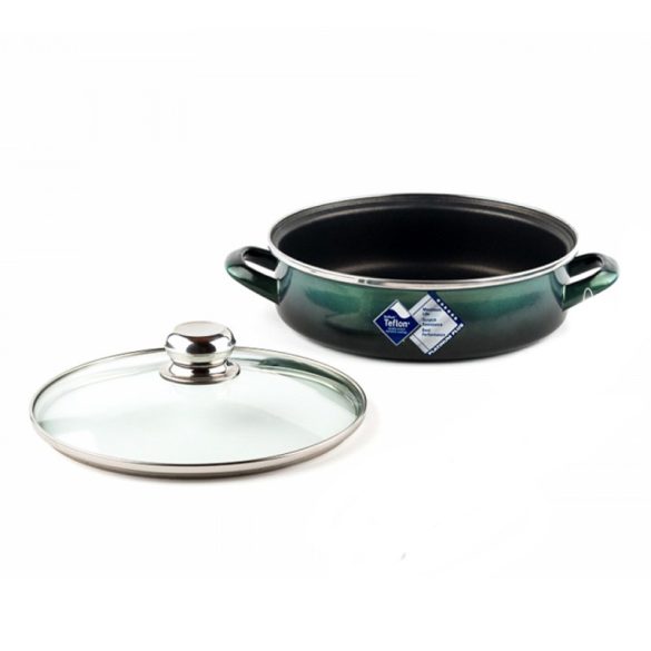 Platinum teflónová panvica s držadlami a sklenenou pokrievkou 26 cm – 3,25 l – zelená 5991559923412