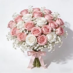 26 ks kombinácia ruží, ružovo-biela 59M3X5VV0V