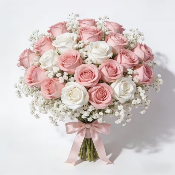 26 ks kombinácia ruží, ružovo-biela 59M3X5VV0V