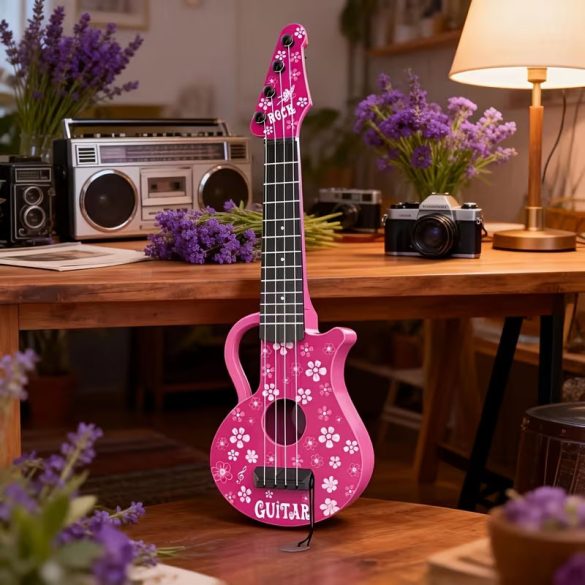 Hračka gitara s kvetinovým vzorom, ružová 59M5G5VVWQ