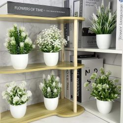 Sada 6 umelých kvetín v bielych črepníkoch 5VMK4583KQ