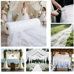   Extra dlhá svadobná tylová dekorácia v rolke 30 m – biela 5XM035X087