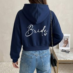   Dámska mikina s kapucňou a zipsom s nápisom „Bride“ – tmavomodrá, viacero veľkostí 61M0852WVV-2
