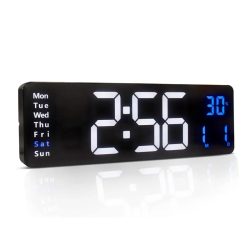   Plastové digitálne nástenné hodiny – 40 cm, LED displej, dátum, teplota, diaľkové ovládanie 6286408