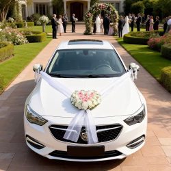 Štýlový svadobný veniec na auto v tvare srdca 63MX25G8QW