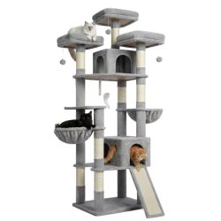   Globlazer XXL svetlosivý škrabací strom pre mačky 210,82 cm 64M2855591