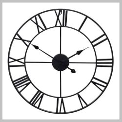   Retro nástenné hodiny s rímskymi číslicami, čierne, 3D, 60 cm