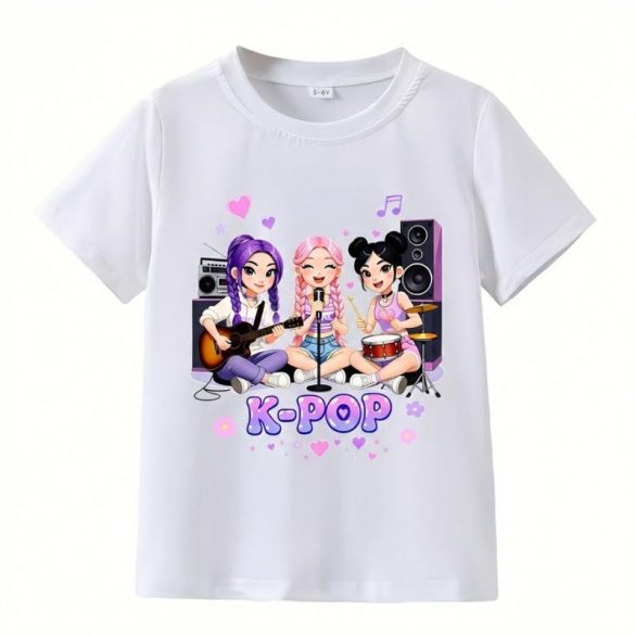 K-POP Energická dievčenská skupina – Tričko s krátkym rukávom s komiksovým motívom 65M2K5G420-1