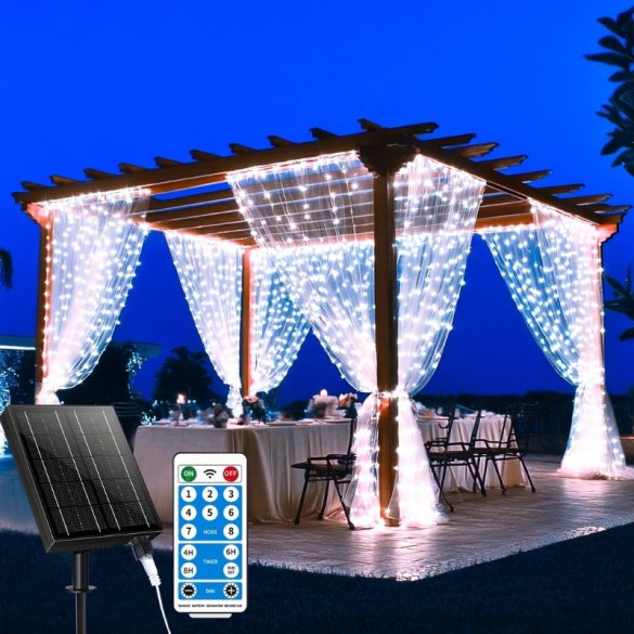 Svetelná clona s 330 LED diódami, solárnym napájaním a diaľkovým ovládačom – 3 × 3 m 69MX251899-3