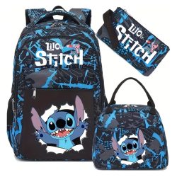   Sada batohu, tašky na desiatu a peračníka Disney Stitch – modrá s vzorom 6GM2W5QQ18-2