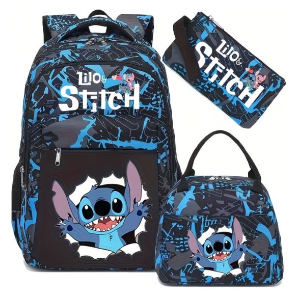 Sada batohu, tašky na desiatu a peračníka Disney Stitch – modrá s vzorom 6GM2W5QQ18-2