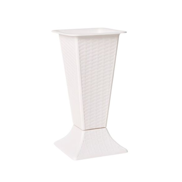 Moderný štvorcový kvetináč – biely plast 6KM365WWW7-1