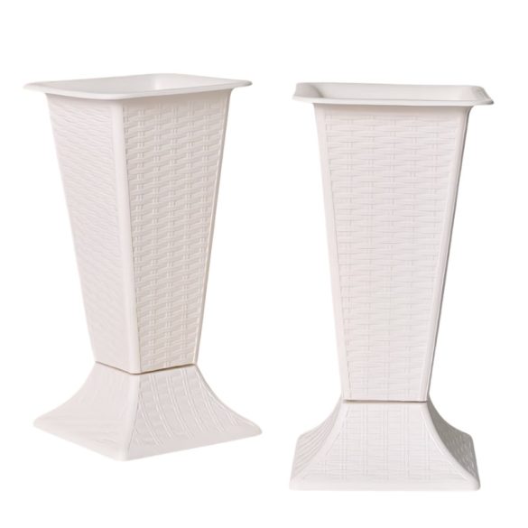 Moderné štvorcové kvetináče – biely plast 6KM365WWW7-2