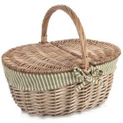   Tradičný pletený piknikový košík s vekom a vložkou (42x32x35 cm) 730565