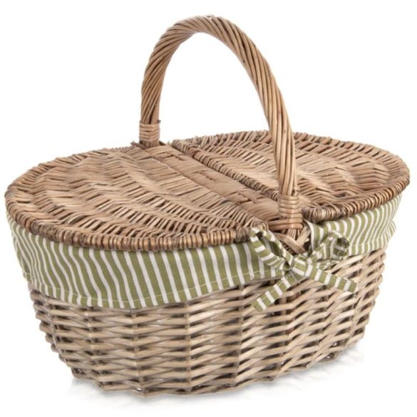 Tradičný pletený piknikový košík s vekom a vložkou (42x32x35 cm) 730565