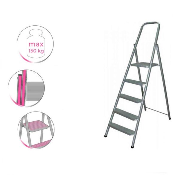 Kovový rebrík s 5 schodmi 7640114034985