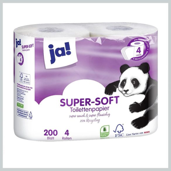 ja! SUPER-SOFT toaletný papier, 4-vrstvový, 4 rolky 7642004