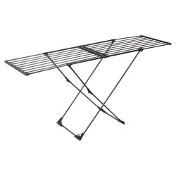   Čierny kovový výsuvný sušiak na bielizeň XXL – 110–189 cm 779050