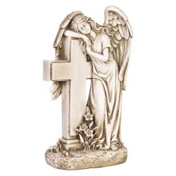   MagicHome anjel s krížom, pietna dekorácia – 18,5 × 11 × 33 cm 8090178