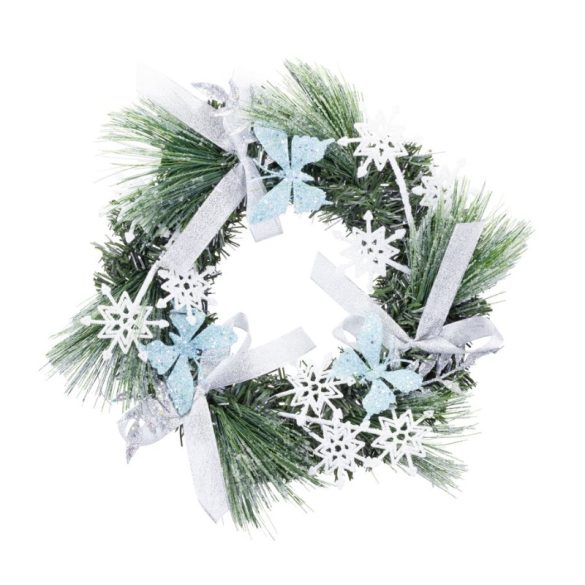 MagicHome prírodný vianočný veniec so stuhami a motýľmi (35 cm) 8090226