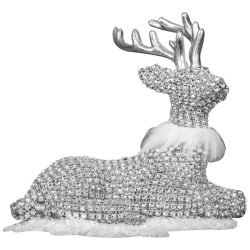   MagicHome strieborná vianočná dekorácia v podobe sediaceho soba, 19 × 17 cm 8090235