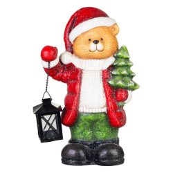   MagicHome vianočný medvedík s lampičkou a vianočným stromčekom, 17,5 × 24 × 38 cm 8090263