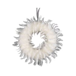   MagicHome vianočný veniec s chumáčikmi na zavesenie, biely (35 cm) 8090512