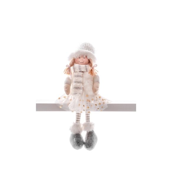 MagicHome Vianočná figúrka dievčatka v bodkovanej sukni (33 cm) 8090706
