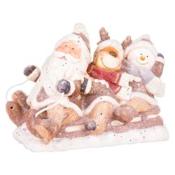   MagicHome Vianočná dekorácia so Santom, sobom a snehuliakom na saniach, 45 × 23 × 34,5 cm 8090918