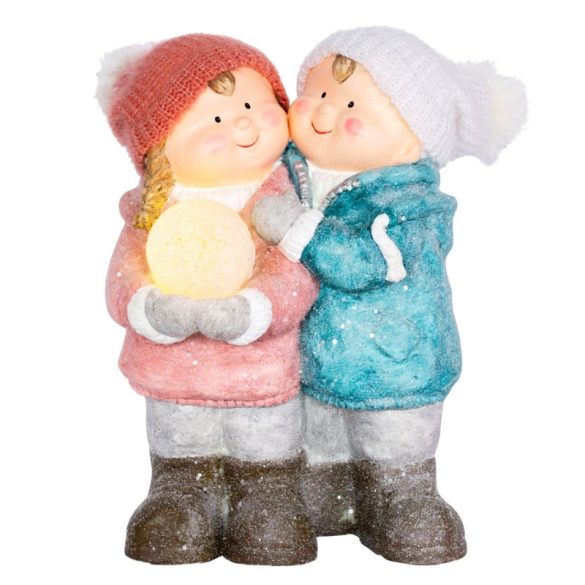 MagicHome svietiaca vianočná figúrka s chlapcom a dievčaťom, 40 cm 8090941