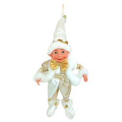   Vianočná textilná dekorácia v podobe škriatka MagicHome, biela, 14 × 35 cm 8090982
