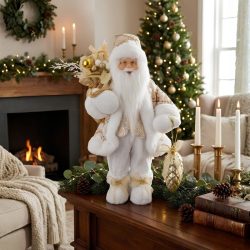   MagicHome Vianoce vianočná dekorácia so Santa Clausom Biela 28x37x80cm 8090987
