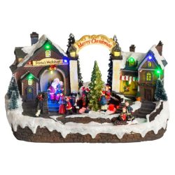   MagicHome svietiaca vianočná dedinka, 15 LED, 8 melódií, 33 × 18 × 20 cm 8091004