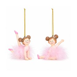   MagicHome Balerina – vianočná závesná dekorácia, 2 ks, 9 × 4 × 7,5 cm 8091029