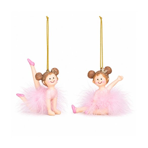 MagicHome Balerina – vianočná závesná dekorácia, 2 ks, 9 × 4 × 7,5 cm 8091029