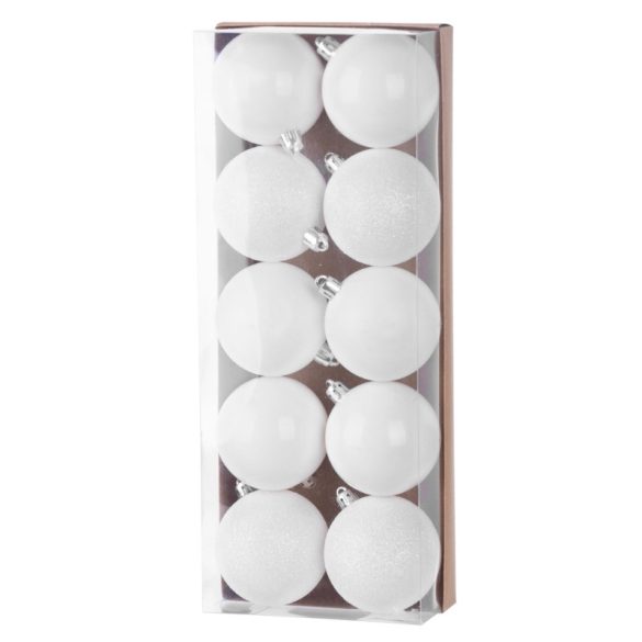 Sada vianočných guľôčok MagicHome, 10 ks, 6 cm, biela 8091078