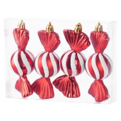   Sada vianočných ozdôb MagicHome v tvare cukríkov, 4 ks, červená, 11,5 cm 8091090