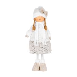   MagicHome vianočná dievčinka v bielej čiapke, 79 cm, biela-béžová 8091349