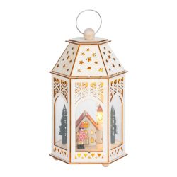   MagicHome drevená dedinka s lampášmi a LED osvetlením, 16,5 × 14 × 30 cm 8091485