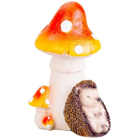 Dekorácia s ježkom pod hubou – polyresin – 13,3 × 11 × 19,2 cm 8091669