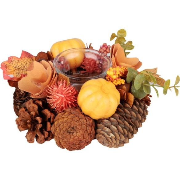 MagicHome Nature jesenná ikebana dekorácia – oranžová – 15 × 8 cm 8091699
