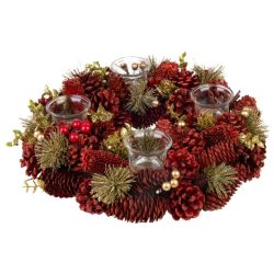   MagicHome Vianočný adventný veniec, červený, 37 × 9 cm 8091708