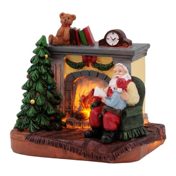 MagicHome LED dekorácia „Santa Claus s dieťaťom pri krbe“, 10,5 × 8 × 9 cm 8091767