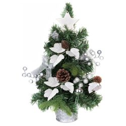   MagicHome zdobený vianočný stromček, strieborný, s lístkami, 40 cm 8091781